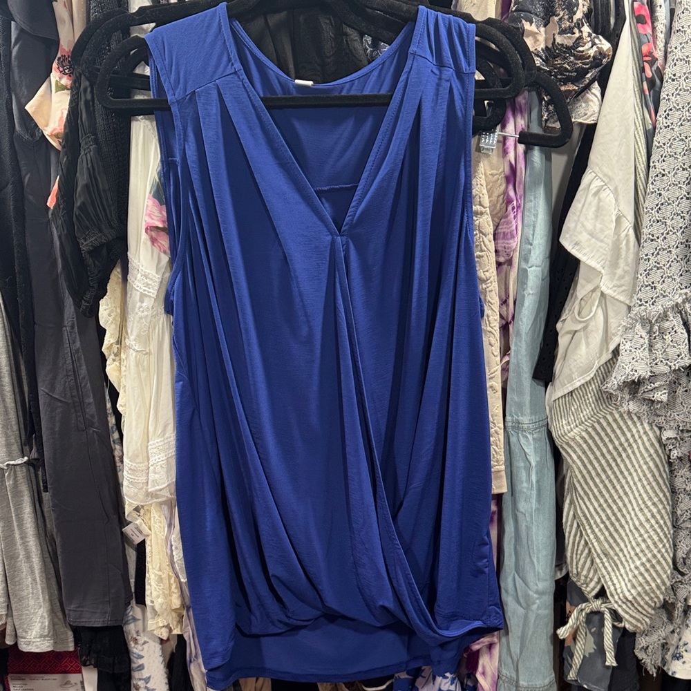 Elegant Royal Blue Women's Blouse Cross front
